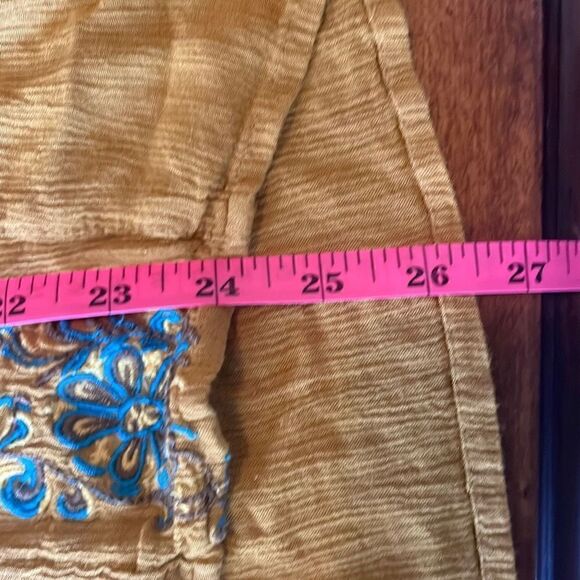 Charming Charlie Womens Small Yellow Turquoise Floral Embroidered Boho Blouse - Picture 8 of 8